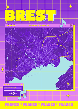 Brest France Map Art