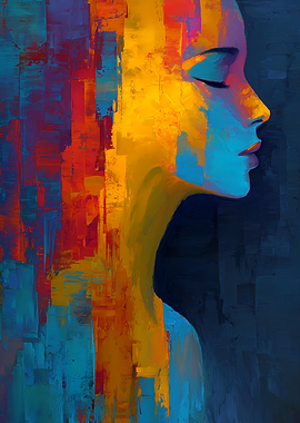 Abstract Woman Portrait with Vibrant Colors