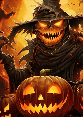 Scary Halloween Scarecrow Pumpkins