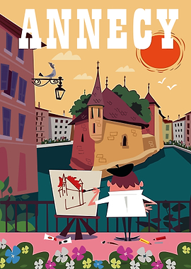 Annecy Travel Poster Illustration