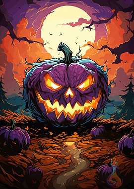 Halloween Pumpkin Full Moon