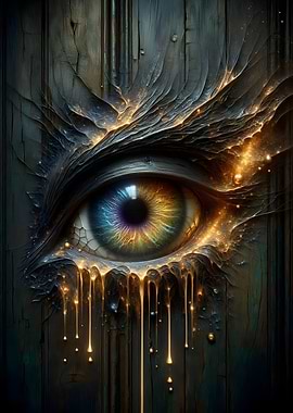 Surreal Eye with Golden Tears