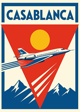 Casablanca Travel Poster Art Deco Style