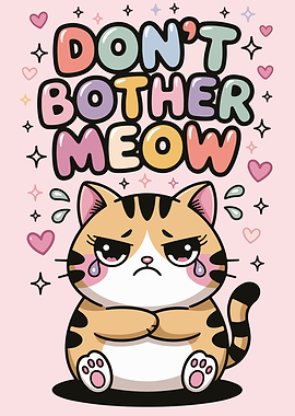 Don't Bother Meow Cute Cat Illustration