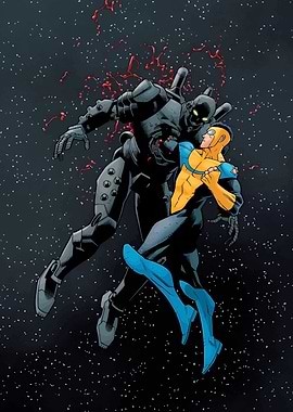 Invincible vs Robot in Space Battle