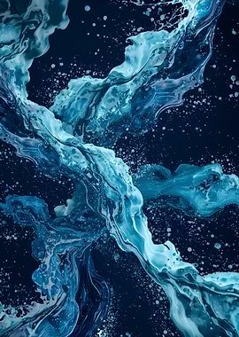 Abstract Blue Fluid Motion
