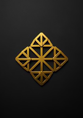Golden Geometric Pattern on Black Background