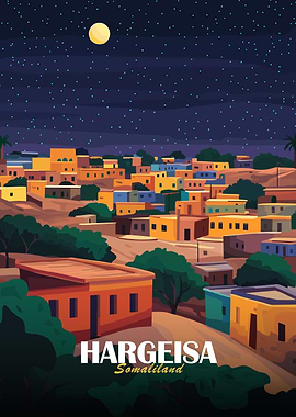 Hargeisa Somaliland Nightscape Illustration