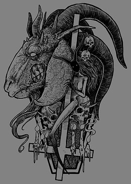 Dark Goat and Inverted Cross Illustration