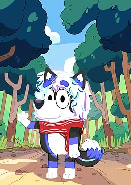 Cartoon Dog Character in Forest