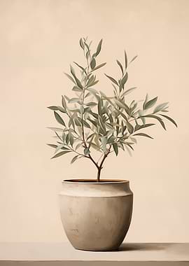 Olive Tree in Pot Vintage