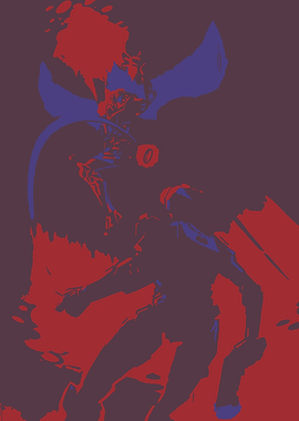 Abstract Battle Scene in Red and Blue