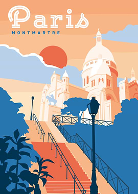 Paris Montmartre Travel Poster