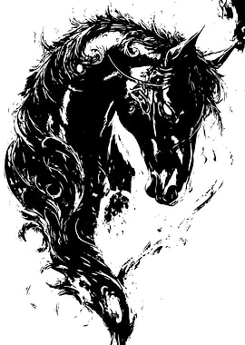 Black and White Horse Illustration