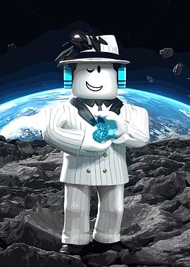 Roblox Character in Space with Diamond
