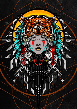 Wolf Headdress beast master Digital Art