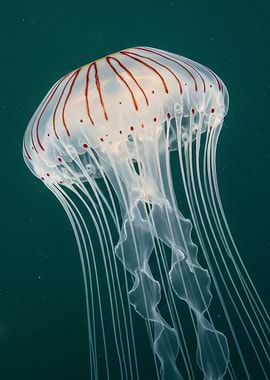Striking Jellyfish in Deep Ocean