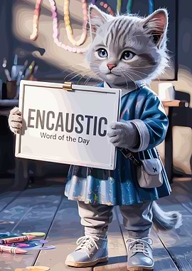 Encaustic Word of the Day Cat