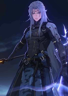 Warrior with Long Silver Hair