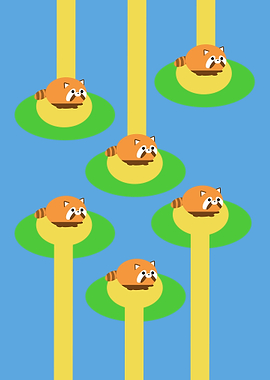 Red Pandas on Trees Digital Art