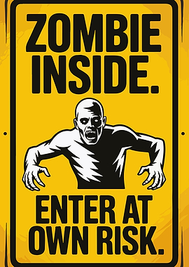 Zombie Inside Warning Sign