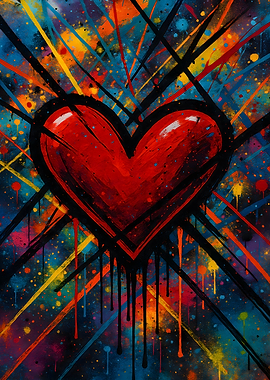 Abstract Heart with Colorful Splatters