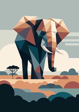 Geometric Elephant Illustration