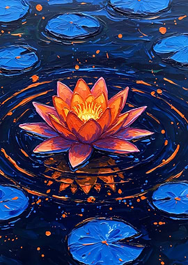 Vibrant Water Lily Painting