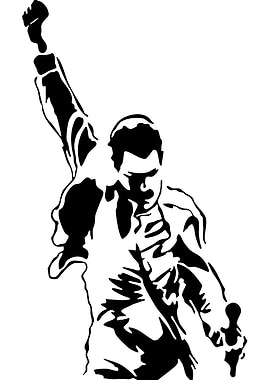 Freddie Mercury Black and White Silhouette