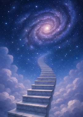 Stairway to the Galaxy in the Night Sky