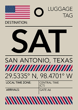 SAT San Antonio, Texas Airport Luggage Tag