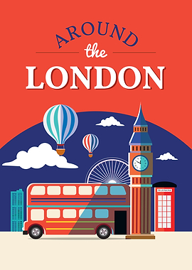 Around the London Travel Poster