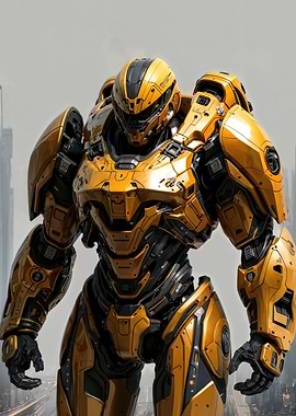 Golden Futuristic Robot Armor