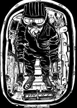 Tank Driver in Black and White