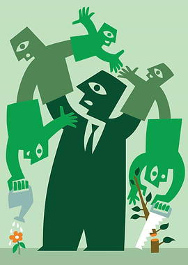 Abstract Green Business and Growth Illustration