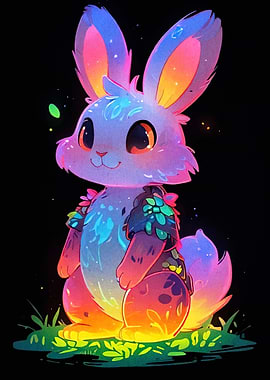 Colorful Cartoon Rabbit