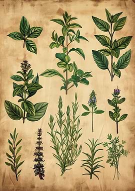 Botanical Herbs Vintage Illustration