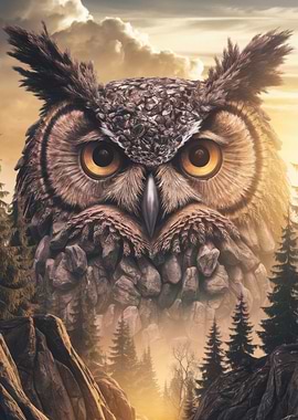 Majestic Owl Mountain Landscape