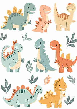 Cute Cartoon Dinosaurs Pattern