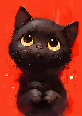 Cute Black Cat Portrait