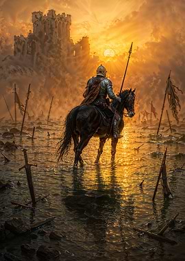 Knight on Horseback in a Battlefield