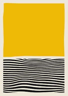 Abstract Yellow and Black Striped Art