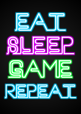 Eat Sleep Game Repeat Neon Sign