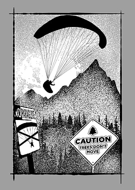 Paragliding Caution Art
