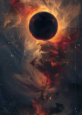 Abstract Space Art with Dark Orb