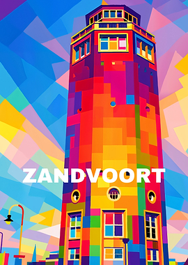 Zandvoort Water Tower Colorful Pop Art