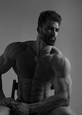 Monochrome Portrait of Muscular Man