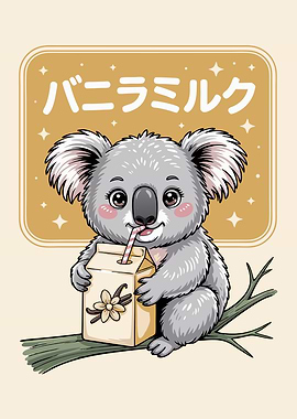 Kawaii Koala Drinking Vanilla Milk