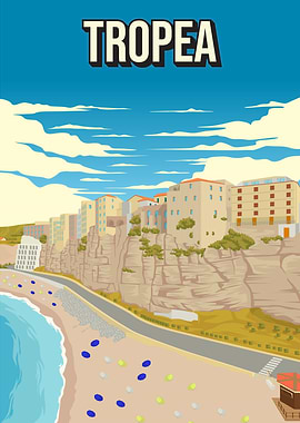 Tropea Minimal Retro Italy Travel Poster