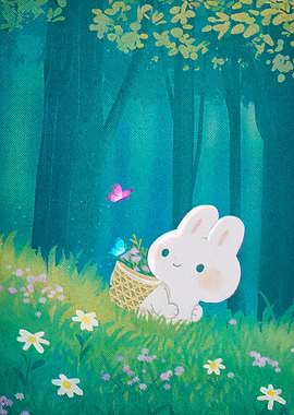 Cute Bunny in Forest